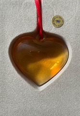 VTG Lead Crystal Heart Pendant Necklace Germany 24% PBO Amber NRFB 1990’s