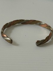 Vintage Copper, Brass, And Silver Bracelet Cuff Art Deco -#555