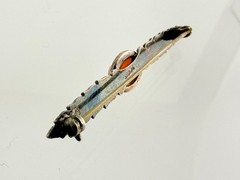 Vintage Sterling Silver Dragons Breath Glass Bar Pin Leaves Motif Brooch 2.25 In