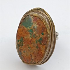 Artisan Ring Massive OOAK Chunky Vintage Bold Unique Statement Natural Stone VTG