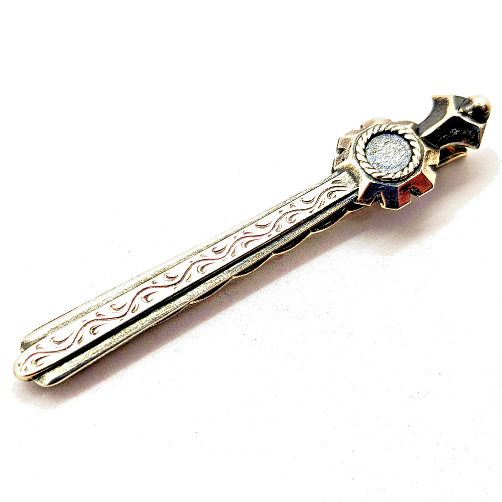 Vintage Luxury Soviet tie Clip made of ⭐875 Silver with the Star USSR hallmark#4