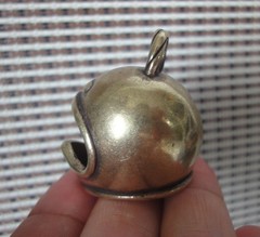 Vintage Brass Motorcycle Helmet Pendant Biker Keychain Charm Jewelry