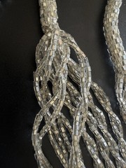 Antique 1920s Art Deco Silver Lined Glass Seed Bead Sautoir Lariat Necklace 48”!