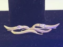 Vintage 925 Sterling Silver Gold Vermeil Modernist Abstract Wave Earrings CZ 925