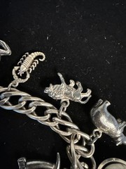 Signed Judy Lee Vintage 12 Charm Bracelet Travel Some Sterling