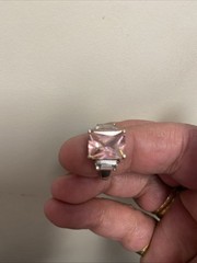 925 Sterling Silver Faceted Pink Topaz Shiny Cocktail Ring Sz 8.75
