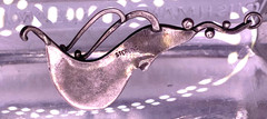 Vintage Sterling Silver large 2 inch pendant Art Nouveau drop pendant