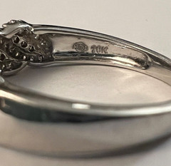 Vintage 10K White Gold White & Brown Diamond Ring Size 7