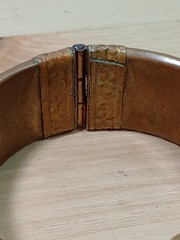 Vintage hinged brass bangle bracelet with etchings/ pin closure Morocco Or India