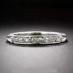 2Ct Art Deco Style Lab Created Diamond Engagement Band 14K White Gold Over Ring