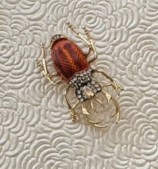 Vintage Style Beetle Insect Brooch enamel on metal