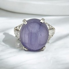 Vintage Platinum 17.46 ct. Lavender Star Sapphire Diamond Ring (For Restoration)