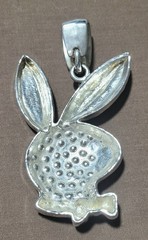 Silver Plated Vintage Playboy Bunny Blink Pendant With Pave Cryatals