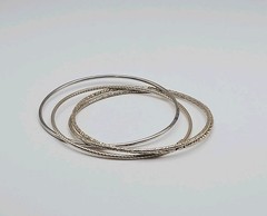 OTC Italy Sterling Silver Multi Textured Interlocked 4 Bangle Bracelet 8″
