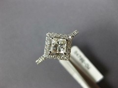 ESTATE .99CT DIAMOND 14KT WHITE GOLD 3D ROUND & PRINCESS HALO ENGAGEMENT RING