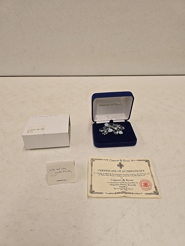 Camrose & Kross Jackie Kennedy Morning Mist Brooch W/ Box & COA