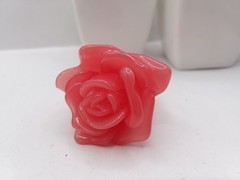 Vintage Plastic Lucite Molded Flower Ring~SIZE 8~Watermelon Color~1970’s~80’s