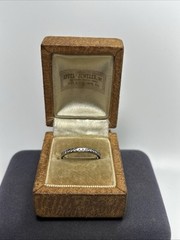 Art Deco Platinum Single Cut Diamond Eternity Wedding Band Ring