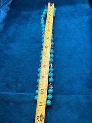Turquoise and Clear Crystal Beaded Necklace 925 Clasp 22″