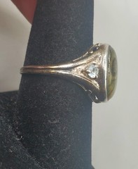 925 Sterling Silver Avon RJ Blue Topaz TESTED Gemstone & Abalone Ring Size 8