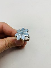 Vintage Sterling Silver Size 6 Spring Pastel Blue Flower Statement Cocktail Ring