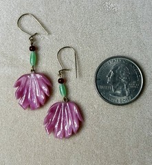 Vintage Pink Satin Glass Flower Earrings Lucy Isaacs