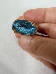 Vintage Gemstone Womens Ring Blue Gold Color Twisted Adjustable Band Jewelry