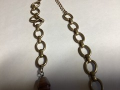 Lauren Conrad LC Orange Oval Cabuchons Gold Tone Earrings & Necklace Set Vtg FS