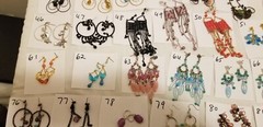 Vtg Czech Bead All Glass Crystal Dangle Earrings Chandelier Uranium + Lot #1