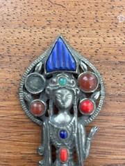 Rare Czech Gemstone Brooch Figure Goddess Missing 1 Stone