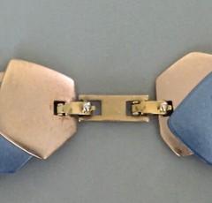 Monet All That Jazz Rose Gold Toned & Blue Necklace Choker Book Piece **READ**