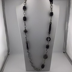 Vtg Necklace 36” SilverT Opera Length Whimsygoth Y2K Boho Chic Station Style