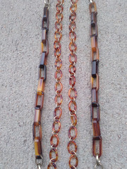 Vintage Faux Turtle Shell Necklace 28in Chain Link Gold Tone