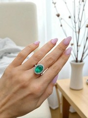 4.80 Ct Natural Emerald Art Deco Vintage Engagement Ring 925 Sterling Silver
