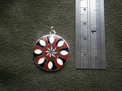 Large Pennsylvania Dutch Good Luck Hex Sign Vintage Silvertone & Enamel Charm 5g