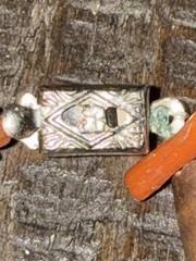 Vintage Tribal Horn Spike Bead Necklace Bone Shell Inlay Ethnic Statement