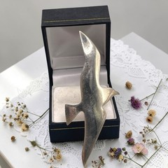 Vintage International Sterling Silver 925 Seagull Bird Brooch Pin Pendant, 3.25″