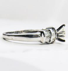 14K White Gold .69ct Marquise & Baguette Natural Diamond Ring Size 6 5g Vintage