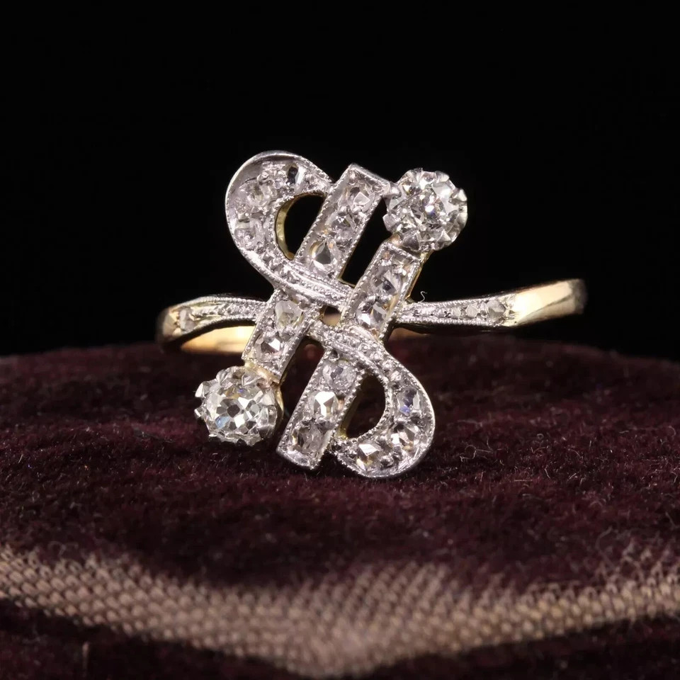 1910’s Art Nouveau Style LabCreated Diamond Art Deco Engagement 14K GoldFN Ring