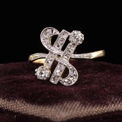 1910’s Art Nouveau Style LabCreated Diamond Art Deco Engagement 14K GoldFN Ring