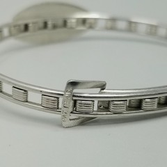 Vintage STC Monogram Expandable Silver Tone ID Bracelet Engraved Adjustable