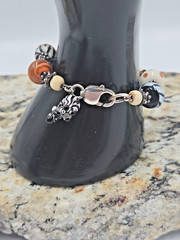 Vintage Sterling Lampwork Bracelet Jungle Africa Zebra 925 Estate