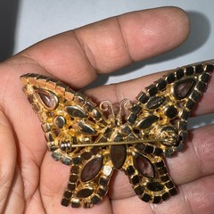 Weiss Brooch Pin Pink Butterfly 2.5 Inches Vintage Brilliant