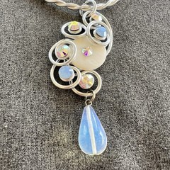 Vintage Jeff Lieb Choker Necklace Silver With Abstract Design Blue Stone OOAK