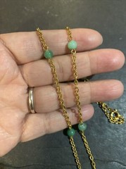 Vintage Trifari Faux Jade & Gold Tone Necklace