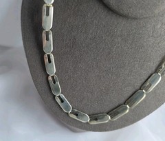 Vtg Modernist Sterling Silver Flat Oval Link Necklace 20″