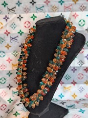 Vintage 1950s Signed Western Germany Art Cluster Fringe Necklace Amber…