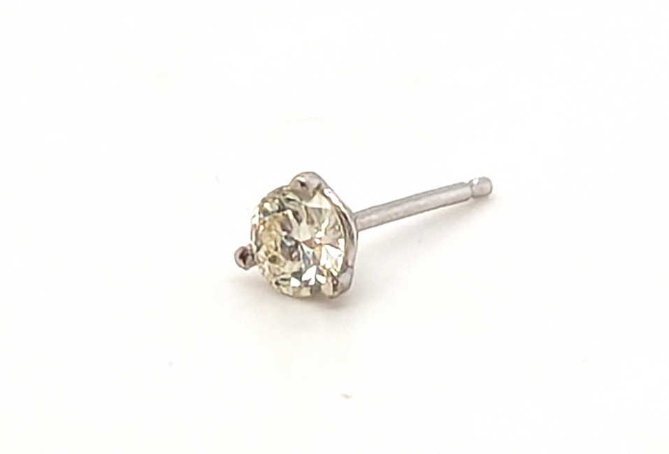 Art Deco Old European Single Diamond Stud Earring Mined I-J VVS .27ct 1920’s