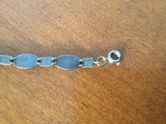 ANTIQUE GREEN GUILLOCHE STERLING SILVER BRACELET 8 INCHES LONG 15.5 GRAMS