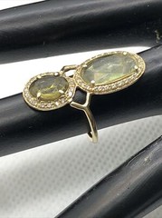 Vintage 14K Yellow Gold Quartz 2.25CTW Ring with Diamonds Accent 0.25CTW 2.6gr.